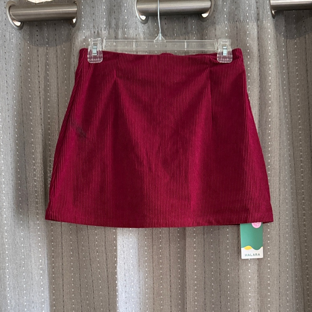 HALARA Corduroy Mini Skirt in Berry Wine